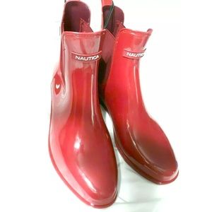 Nautica • Shayna red rain pull on boots booties